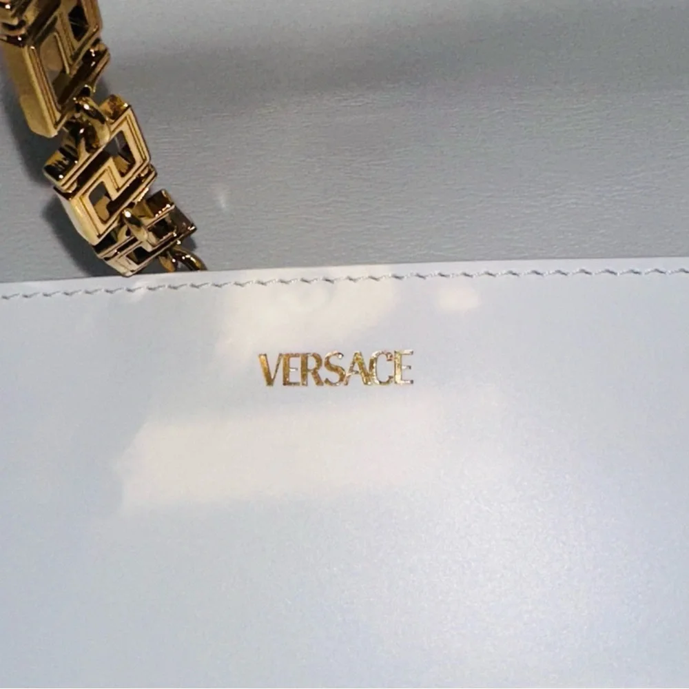 Versace: Greca Logo Goddess Leather Crossbody Bag